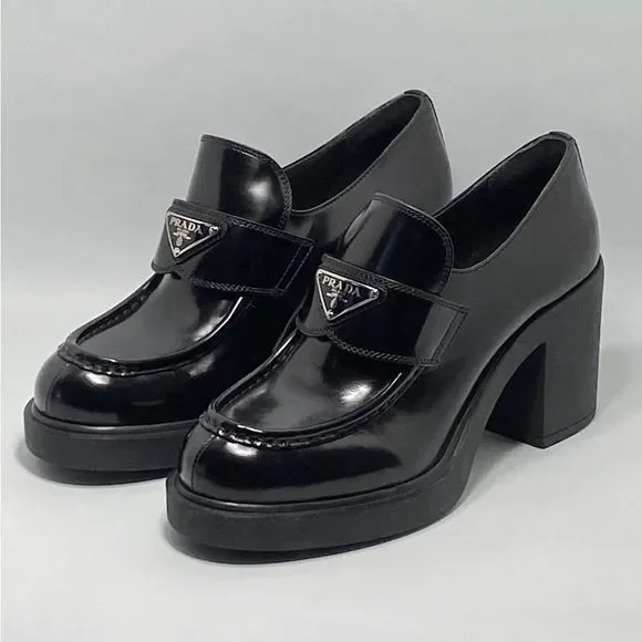 Prada Chocolate Flow Block-Heel Loafers size 41 - Picture 3 of 13